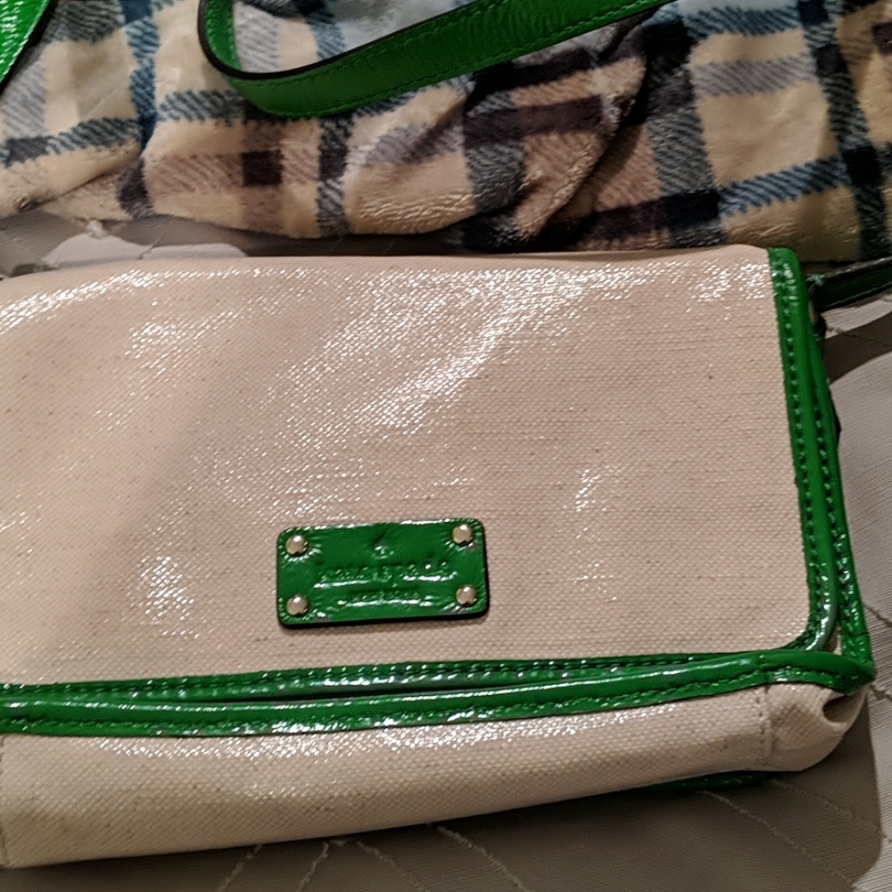 Kate spade beige and green handbag